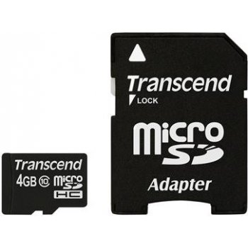 Transcend microSDHC 4GB class 10 + adapter TS4GUSDHC10