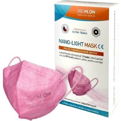 nano M.ON nano LIGHT MASK nano rúško v tvare respirátora ružové 10 ks