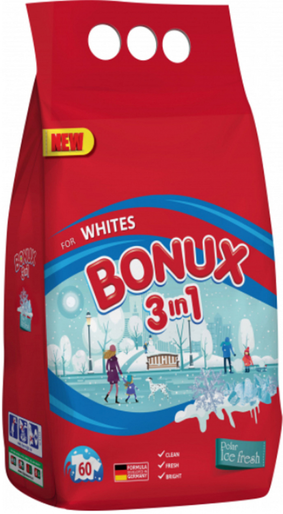 Bonux White Polar Ice Fresh 3v1 prací prášok na biele prádlo 60 PD 4,5 kg