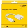 Delock - Video adaptér - DisplayPort (M) s jazýčkem do HD-15 (VGA) (F) šroubovací - DisplayPort 1.2 - 15 cm - pasivní, 1080p podpora 60 Hz - bílá