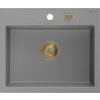 MEXEN/S MEXEN/S - Oscar granitový drez 580 x 490 mm, sivá, zlatý sifón 6519581000-71-G