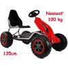 JOKO Veľká šľapacia motokára Gokart STRONG B012 s Voľnobehom, nosnosť 100kg, dĺžka 135cm, penové kolesá, červená