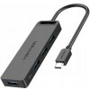 USB Hub Vention Type-C to 4-Port USB 3.0 Hub with Power Supply Black 0.15M ABS Type (TGKBB)