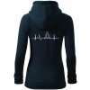 Ekg yoga - Mikina dámska trendy zipper s kapucňou - 2XL ( Tmavomodrá (takmer čierna) )