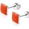 CITY STORM Náušnice z chirurgickej ocele štvorcové - oranžové + darčeková krabička zadarmo