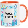 HRNČEK S FOTKOU FAREBNÝ RÁMIK NARODENINY 2 350 ML FOTOPOŠTA Farba: ORANŽOVÝ