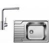 Blanco Set drezu Dinas XL 6 S Compact a batérie Mila, nerezová/chróm SET 05-B 25 MILA
