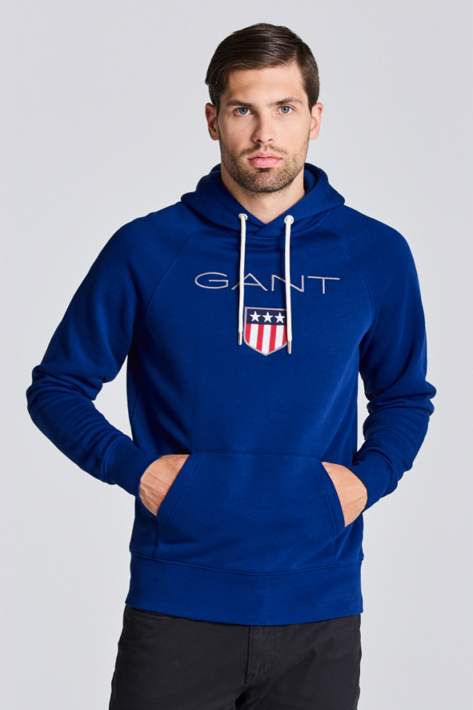 Gant SHIELD HOODIE modrá