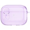 AppleKing transparentný obal so zapínaním a karabínou pre AirPods Pro - fialový - možnosť vrátiť tovar ZADARMO do 30tich dní