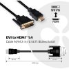 club3D DVI / HDMI káblový adaptér DVI-D 24+1pol. Zástrčka, Zástrčka HDMI-A 2.00 m čierna CAC-1210 samozhášavý DVI kábel; CAC-1210