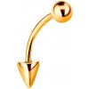 Šperky eshop - Zlatý 14K piercing - lesklá zahnutá činka s guličkou a kužeľom, 10 mm S2GG184.07