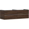HANSGROHE Xelu Q závesná skrinka pre laminátovú dosku s 2 umývadlovými misami, 4 zásuvky, 1560 x 550 x 485 mm, tmavý orech, rukoväť matná biela, 54093700