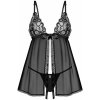 Dámsky komplet Obsessive Blomentis Babydoll - Čierna / XS/S
