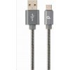 GEMBIRD Kabel CABLEXPERT USB 2.0 AM na Type-C kabel (AM/CM), 2m, metalická spirála, šedý PREMIUM QUALITY CC-USB2S-AMCM-2M-BG
