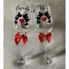 Svadobný pohár Mickey & Minnie s červenou mašľou 35 - Motív ako na obrázku 7962