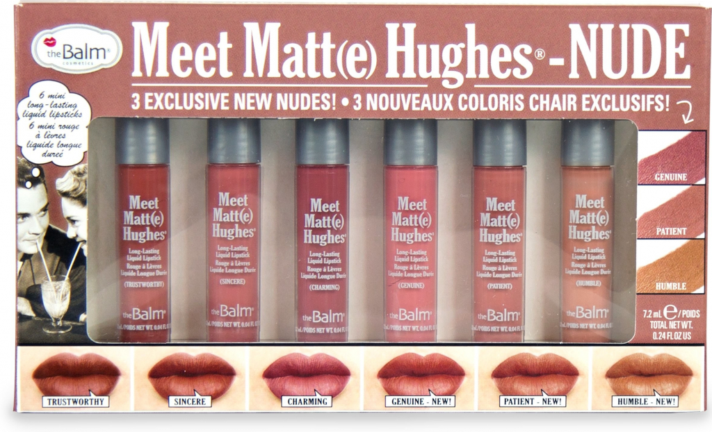 theBalm Meet Matte Hughes Nude sada tekutých matných rúžov 6 x 7,2 ml darčeková sada
