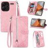 Peňaženkové puzdro Flower Zipper na Xiaomi Redmi Note 13 Pro+ - Ružová