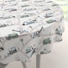 Biante Detský bavlnený okrúhly obrus Sandra SA-687 Modro-zelené autá a bagre na bielom Ø 120 cm