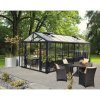 Skleník Vitavia Zeus Comfort 15700 kombinácia skla a polykarbonátu 258,4x614 cm čierny vr. podlahového rámu