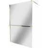 MEXEN/S - KIOTO Sprchová zástena WALK-IN s poličkou a držiakom uterákov 110 x 200, zrkadlové 8 mm, zlatá 800-110-121-50-50