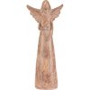 Polyresinový Anjel so srdcom 24 cm, imitácia dreva
