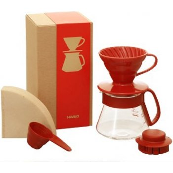 Hario V60-01 Coffee Server Ceramic Set Red