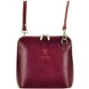 Diva kožená malá dámska crossbody kabelka bordová