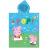 TipTrade detské chlapčenské pončo - osuška s kapucňou Prasiatko Peppa Bublinková párty 55 x 110 cm