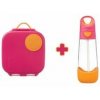 b.box Box na občerstvenie stredný + Fľaša so slamkou 600 ml - ružová/oranžová