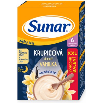 Sunar mliečna krupicová kaša na dobrú noc vanilková XXL 340 g