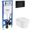 Roca IN-WALL - Set predstenovej inštalácie, elektronického bidetu, dosky a tlačidla PL10 DUAL, SoftClose, Rimless, matná čierna SANI11RR5100