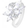 Šperky eshop - Trblietavý prsteň v striebornom odtieni, kvet - zirkónové zrniečka rôznej farby R38.13 - Veľkosť: 49 mm, Farba: Ružová