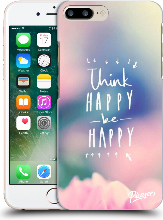 Púzdro Picasee silikónové Apple iPhone 8 Plus - Think happy be happy čiré