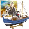 Model dekoratívneho rybárskeho člna modrý 30x26 cm