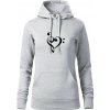 Husľový kľúč srdce - Mikina dámská Cape s kapucí - L ( Svetlosivý melír )