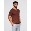 Ombre Men's buttonless polo shirt with classic weave - dark brown šedá | hnedá L Ombre 5907064525874