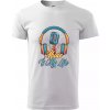 Music is my life slúchadlá - Klasické pánske tričko vyššej gramáže - 4XL ( Biela )
