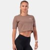 Nebbia Športový crop top Minimalist Logo 600 brown