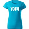T-ričko Yoga dámske tričko Farba trička: Tyrkysová, Farba potlače: Biela, Veľkosť: XS