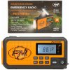 Prenosné rádio PNI DYN300 s dynamom, solárnym nabíjaním, baterkou, powerbankou s kapacitou 4000 mAh, SOS, IPX3, oranžová farba, sada Blackout