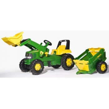 Rolly Toys Šliapací traktor Rolly Junior John Deere s nakladačom a vlečkou