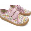 Froddo Barefoot detské plátené topánky Canvas White/Pink ružové