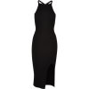 Ladies Midi Rib Knit Crossed Back Dress - black 3XL