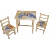ČistéDrevo Drevený detský stolček so stoličkami - Šmolkovia