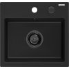 Mexen Milo, granitový drez 435x410x171 mm, 1-komorový, čierna s čiernym sifónom, 6505441000-77-B