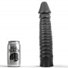 All Black Large Dildo with Ribbed Shaft 26 cm