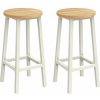 Sada 2 barových stoličiek Kuchynské stoličky s kovovým rámom Výška 65 cm, biela a dub