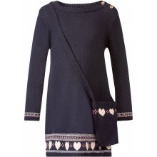 LUPILU Dievčenské pletené šaty s pletenou taškou cez plece námornícka modrá 100338556