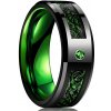 HARAHU Prsteň GA 31909 Čierna/Zelená KP31909 59mm