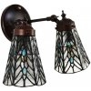 Clayre & Eef Nástenná Tiffany lampa 2 tienidlá modré kamienky - 30*23*23 cm E14/max 2*25W - Clayre & Eef